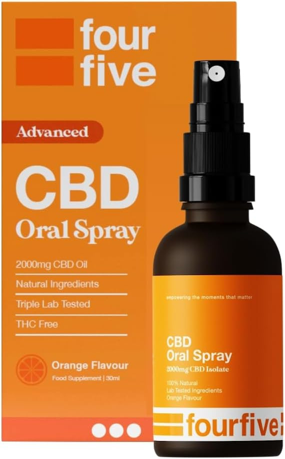 fourfive CBD Oil Spray 2000mg (Strong High Strength) Orange, Muscle & Sleep Aid, Natural & Vegan Friendly - 30ml