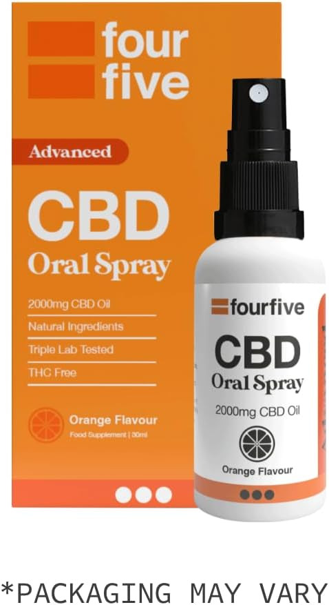 fourfive CBD Oil Spray 2000mg (Strong High Strength) Orange, Muscle & Sleep Aid, Natural & Vegan Friendly - 30ml