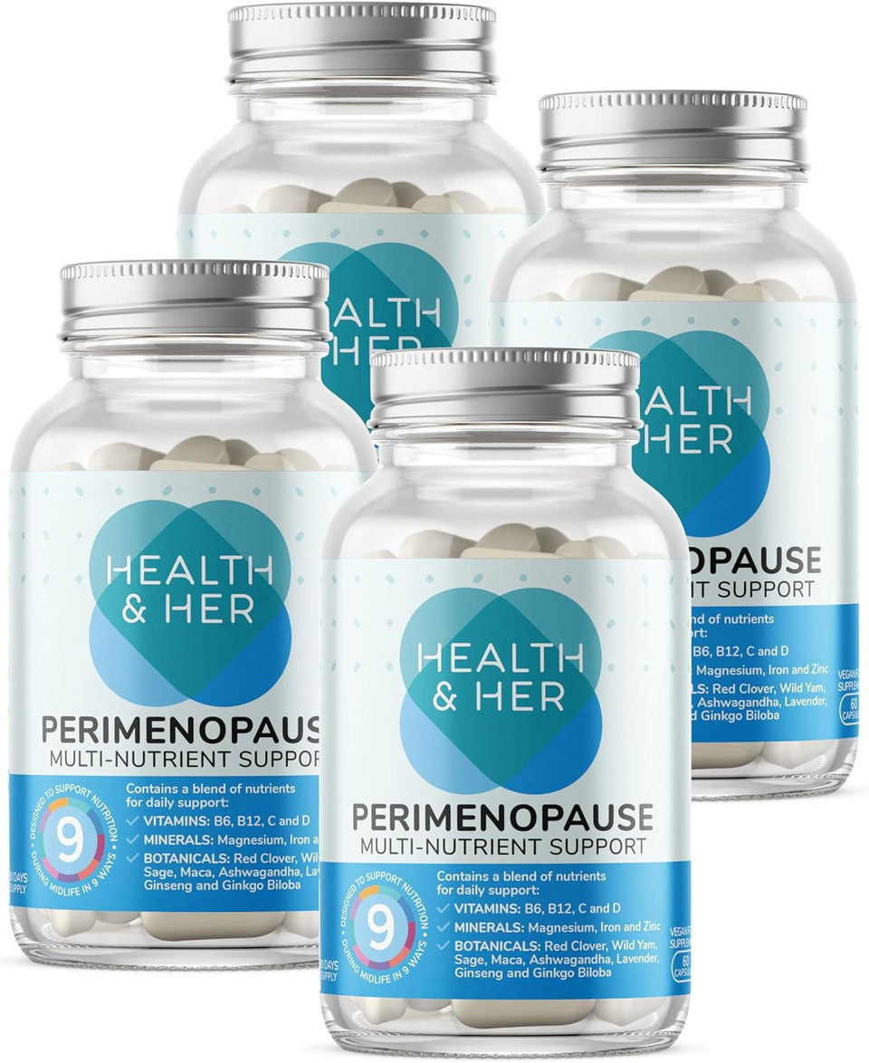Health & Her Perimenopause Supplements for Women - Wellbeing Support for The Early Stage of Menopause - 4 Month Supply, 240 Capsules - Vegan & Gluten Free