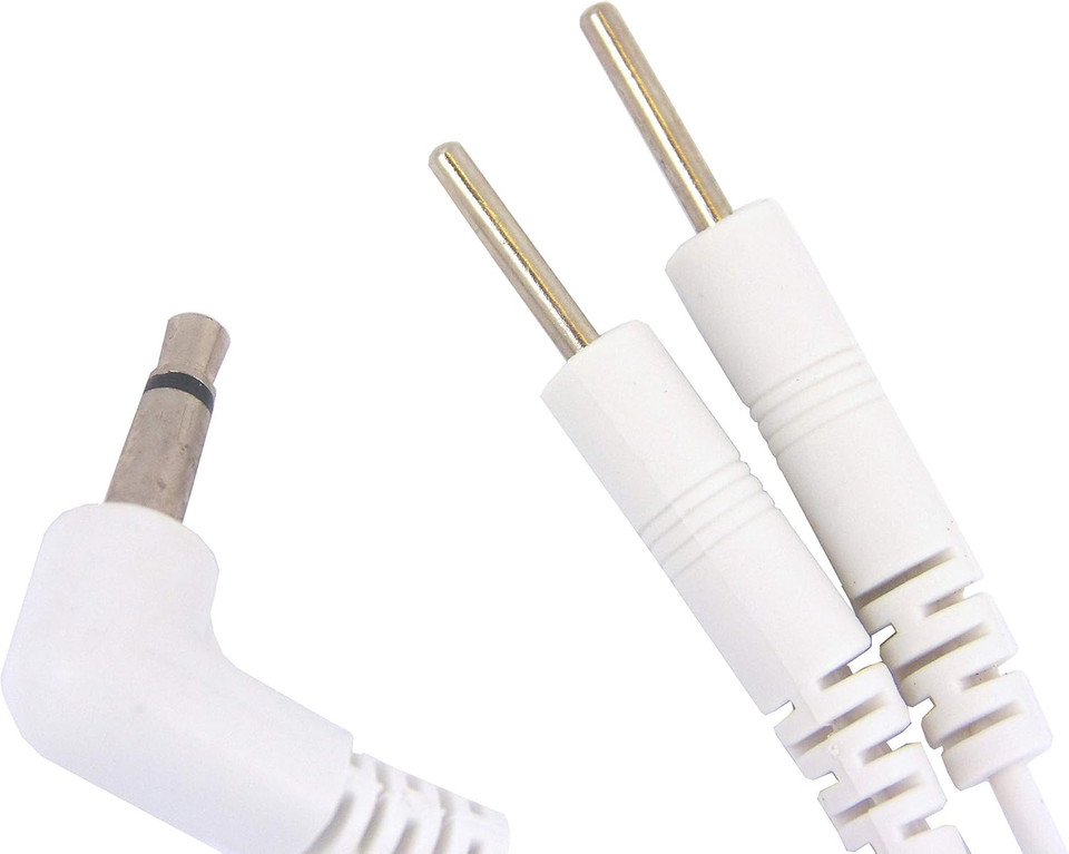 Tens Lead Wires 1 Pair Male Jack Connection 3.5mm Plug with 2mm Pin White by Healthcare World