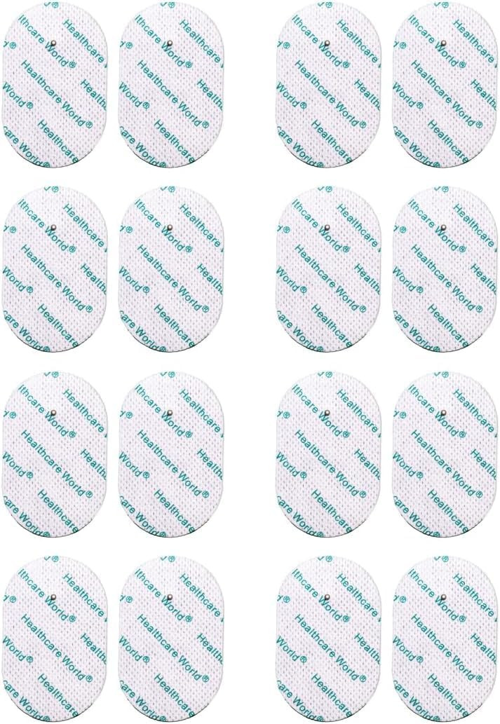 Tens Electrode Pads Oval Shaped Self-Adhesive Electrodes (16 pcs) 2.2mm Stud Connection Compatible with Omron Tens Devices