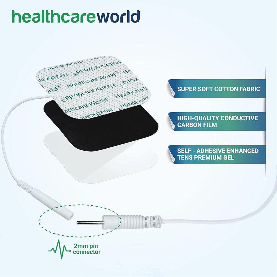 Tens Electrode Pads (16pcs)4x4 cm Self-Adhesive Long Lasting Gel Backed Pads Replacements Compatible with Neurotrac, Auvon, Lloyds, Elle Tens Machines