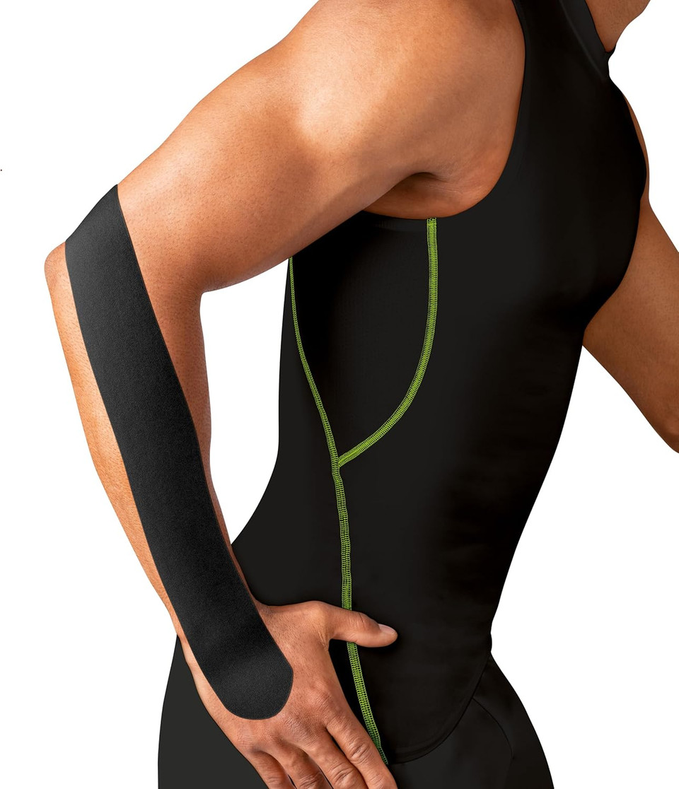 Leukotape K by Actimove Sports Edition Kinesiology Tape for Muscle Support and Pain Relief, 5cm x 5m, Black, 1 Roll