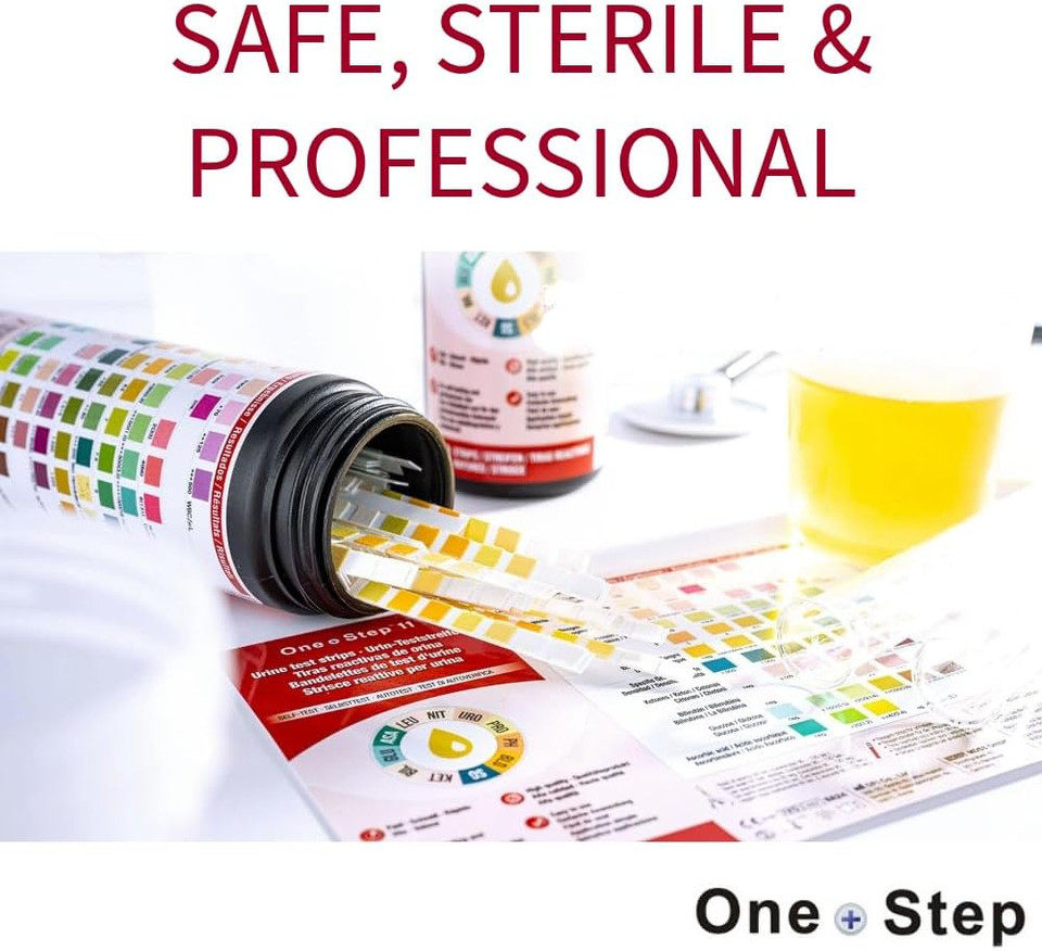One Step: 11 Parameter Urine Test Strips Ascorbic Acid, UTI Infection, Blood, Glucose Testing Sticks