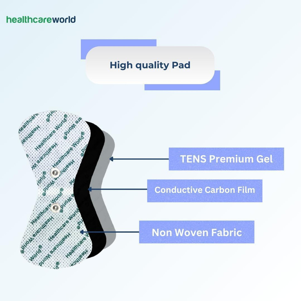 Healthcare World Wireless TENS Electrode Pads Self-Adhesive Gel Pads with 3.5mm Stud Connection Butterfly Shaped Pads Compatible with Beurer, Sanitas, KTR-2492 and Yucen Tens Machines - 2 Pairs