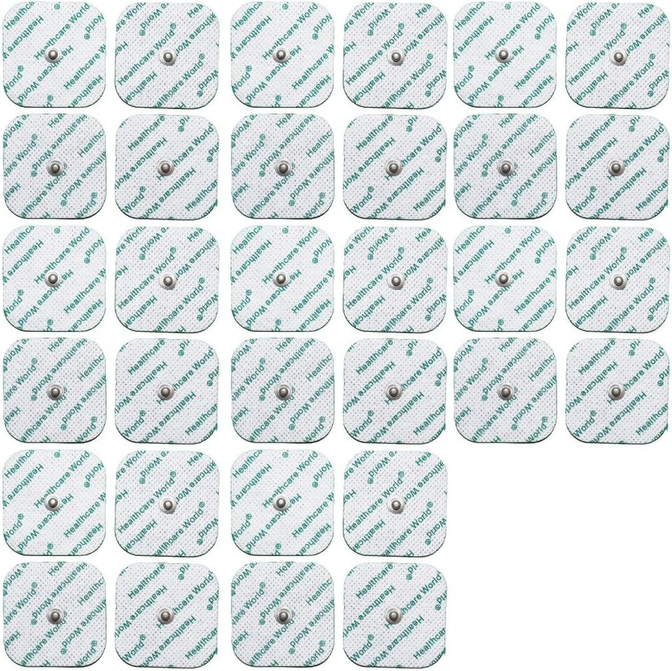 Tens Electrode Pads 5x5cm Self-Adhesive Electrodes with 3.5mm Stud Connection (32 pcs) Compatible with Beurer, Sanitas, Kinetik, Boots Tens Machines