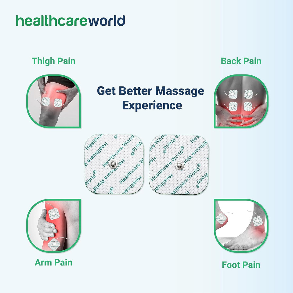 Tens Electrode Pads 5x5cm Self-Adhesive Electrodes with 3.5mm Stud Connection (32 pcs) Compatible with Beurer, Sanitas, Kinetik, Boots Tens Machines