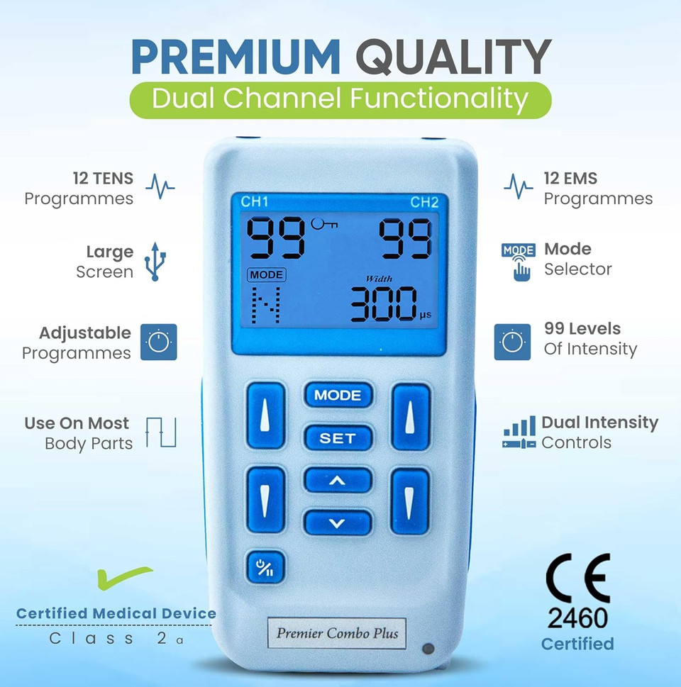 Med-Fit Pro Rechargeable Dual Channel TENS & Muscle Stimulator: Comprehensive Pain Relief, Rehabilitation, Relaxation, and Strengthening Solution | Manual Adjustments with 24 Built-in Programs