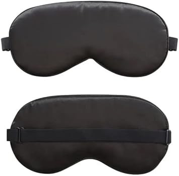 Silk Eye Mask | Blackout Mulberry Silk Eye Cover | Blindfold for Elegant Play | Adjustble Band with Eleastic Flexibility | Black