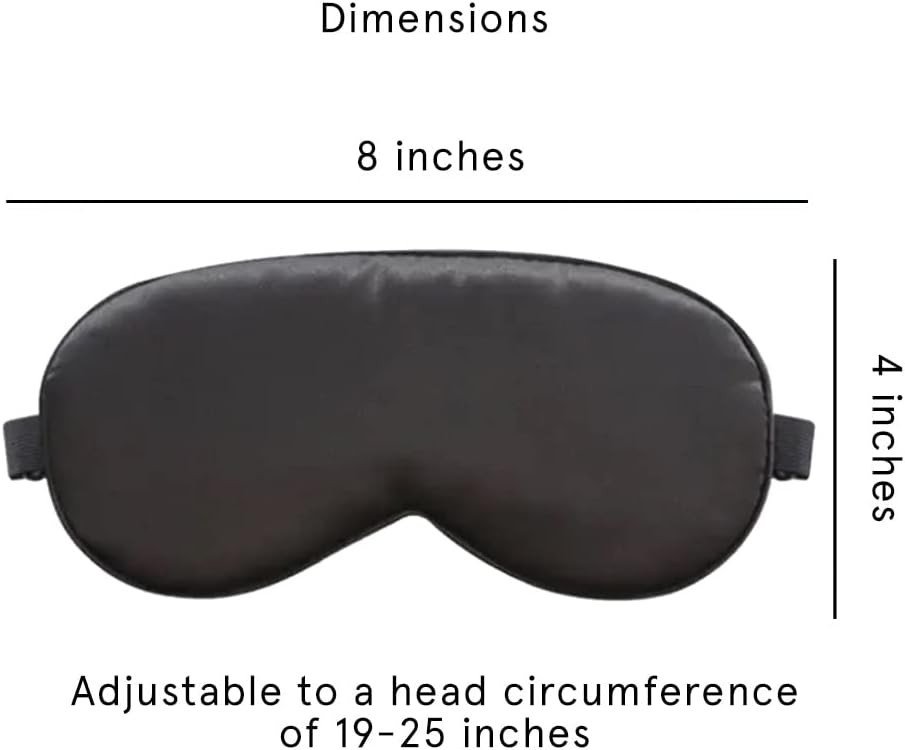 Silk Eye Mask | Blackout Mulberry Silk Eye Cover | Blindfold for Elegant Play | Adjustble Band with Eleastic Flexibility | Black