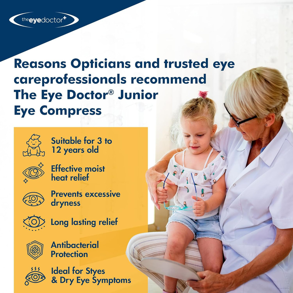 The Eye Doctor Junior Compress - Kids Heated Eye Mask for Dry Eyes - Tired, Sore Dry Eyes Treatment Relief - Children's Warm & Cold Compress Featuring Sterileyes - Microwave & Freezer Safe