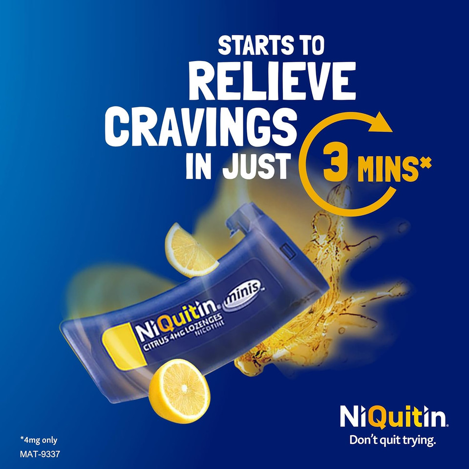 NiQuitin 2mg Minis Citrus Lozenges - Citrus Flavour (3 x Pack of 20 Minis Nicotine Lozenges) - Smoking Craving Relief in Just 3 Minutes* - On The Go - Pocket Sized Containers NiQuitin 2mg Minis Citrus Lozenges - Citrus Flavour (3 x Pack of 20 Minis Nicotine Lozenges) - Smoking Craving Relief in Just 3 Minutes* - On The Go - Pocket Sized Containers