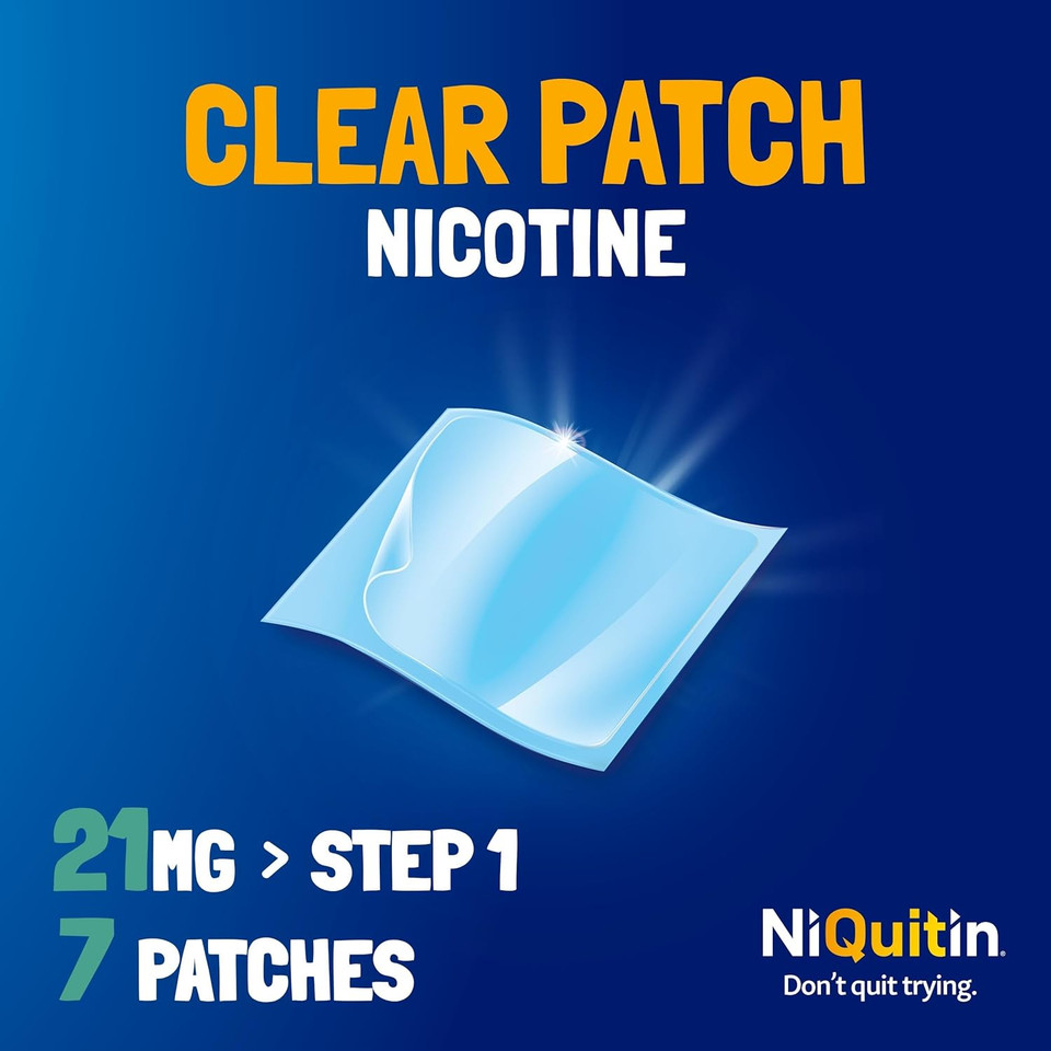 NiQuitin, Step 1, Stop Smoking Aid Therapy, 24 h Craving Control, Invisible Nicotine Patches, 21 mg Nicotine Patch, 7 Clear Patches for 1 Weeks Treatment NiQuitin, Step 1, Stop Smoking Aid Therapy, 24 h Craving Control, Invisible Nicotine Patches, 21 mg Nicotine Patch, 7 Clear Patches for 1 Weeks Treatment