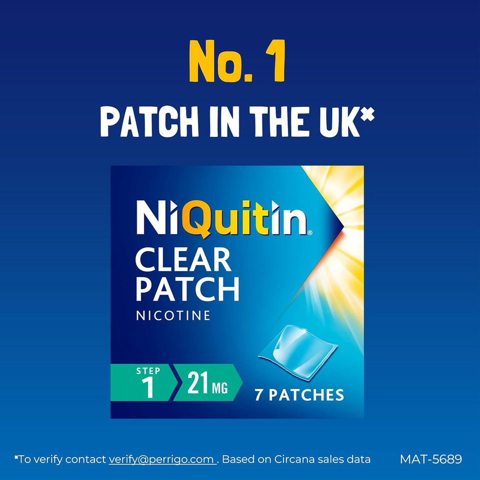 NiQuitin, Step 1, Stop Smoking Aid Therapy, 24 h Craving Control, Invisible Nicotine Patches, 21 mg Nicotine Patch, 7 Clear Patches for 1 Weeks Treatment NiQuitin, Step 1, Stop Smoking Aid Therapy, 24 h Craving Control, Invisible Nicotine Patches, 21 mg Nicotine Patch, 7 Clear Patches for 1 Weeks Treatment