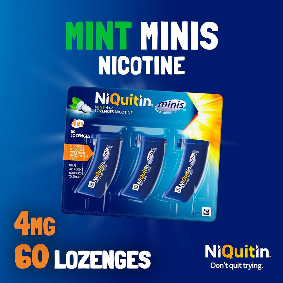 NiQuitin Minis Mint 4 mg Lozenges - Effective Smoking Craving Relief - Practical Pocket-Sized Container - 60 Mini Lozenges - Relieve Sudden Cravings - Reduce and Quit Smoking Aid NiQuitin Minis Mint 4 mg Lozenges - Effective Smoking Craving Relief - Practical Pocket-Sized Container - 60 Mini Lozenges - Relieve Sudden Cravings - Reduce and Quit Smoking Aid