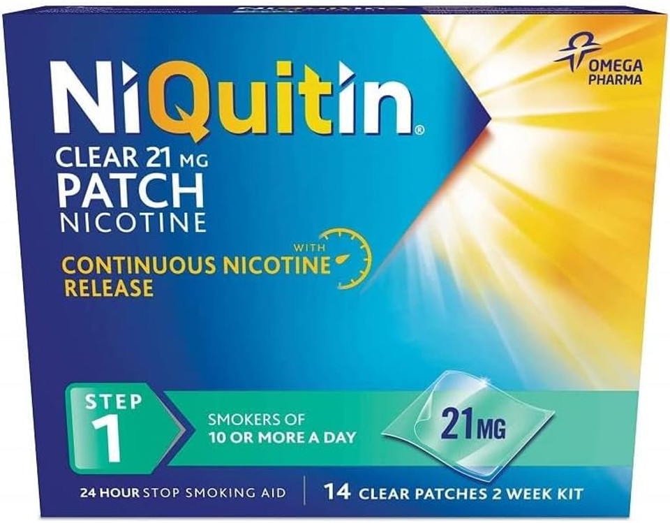 NiQuitin 21 mg Nicotine Patch - Step 1 - Stop Smoking Aid Therapy - 14 Clear Patches for 2 Weeks Treatment - 24h Craving Control - Invisible Nicotine Patches, White, 14 Count (Pack of 1) NiQuitin 21 mg Nicotine Patch - Step 1 - Stop Smoking Aid Therapy - 14 Clear Patches for 2 Weeks Treatment - 24h Craving Control - Invisible Nicotine Patches, White, 14 Count (Pack of 1)