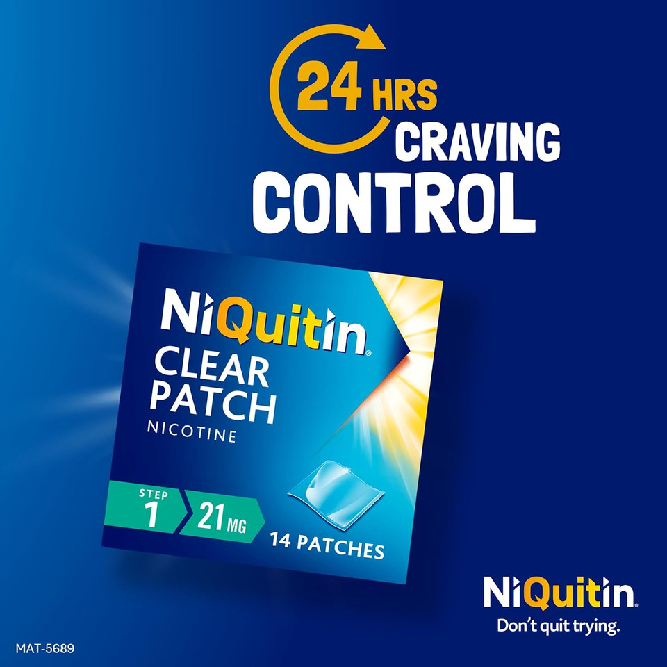 NiQuitin 21 mg Nicotine Patch - Step 1 - Stop Smoking Aid Therapy - 14 Clear Patches for 2 Weeks Treatment - 24h Craving Control - Invisible Nicotine Patches, White, 14 Count (Pack of 1) NiQuitin 21 mg Nicotine Patch - Step 1 - Stop Smoking Aid Therapy - 14 Clear Patches for 2 Weeks Treatment - 24h Craving Control - Invisible Nicotine Patches, White, 14 Count (Pack of 1)