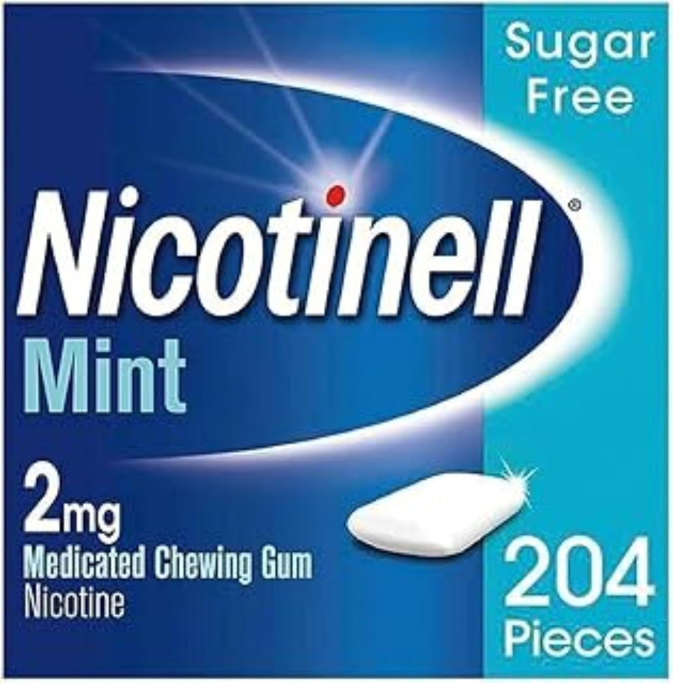 Nicotinell Mint Gum 2mg (204 Pieces), Stop Smoking Aid, Sugar Free Nicotine Gum, Mint Flavour, 2mg Extra Strength for Heavy Smokers, Quit Smoking Aid