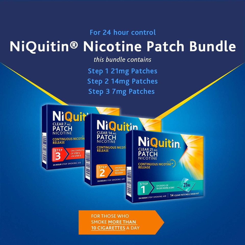 NiQuitin Nicotine Patches Step 1, Step 2 and Step 3 Bundle - 10 Week Quit Smoking Program  Smokers of 10 or More Cigarettes a Day - Stop Smoking Aid NiQuitin Nicotine Patches Step 1, Step 2 and Step 3 Bundle - 10 Week Quit Smoking Program  Smokers of 10 or More Cigarettes a Day - Stop Smoking Aid