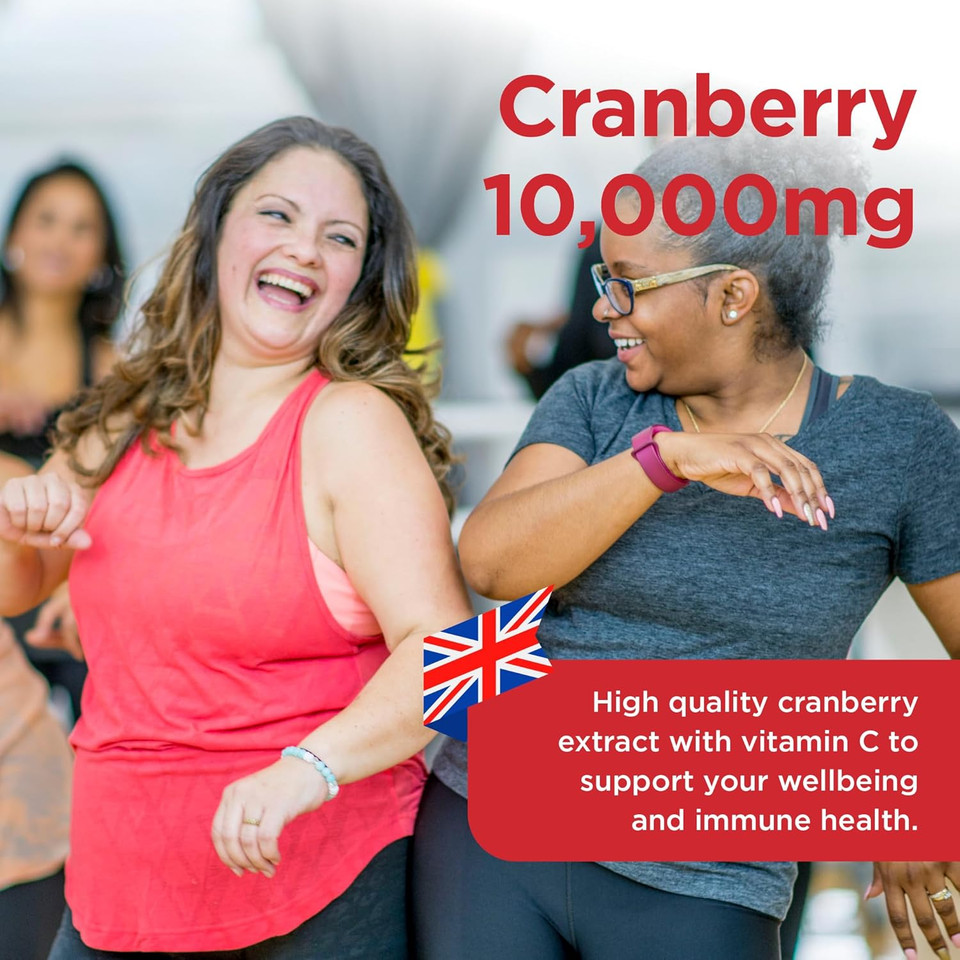 Healthspan Cranberry 10,000mg | 120 Tablets | 10,000mg Whole Cranberries| Support for Your Wellbeing and Immune Health | Added Vitamin C | Vegan