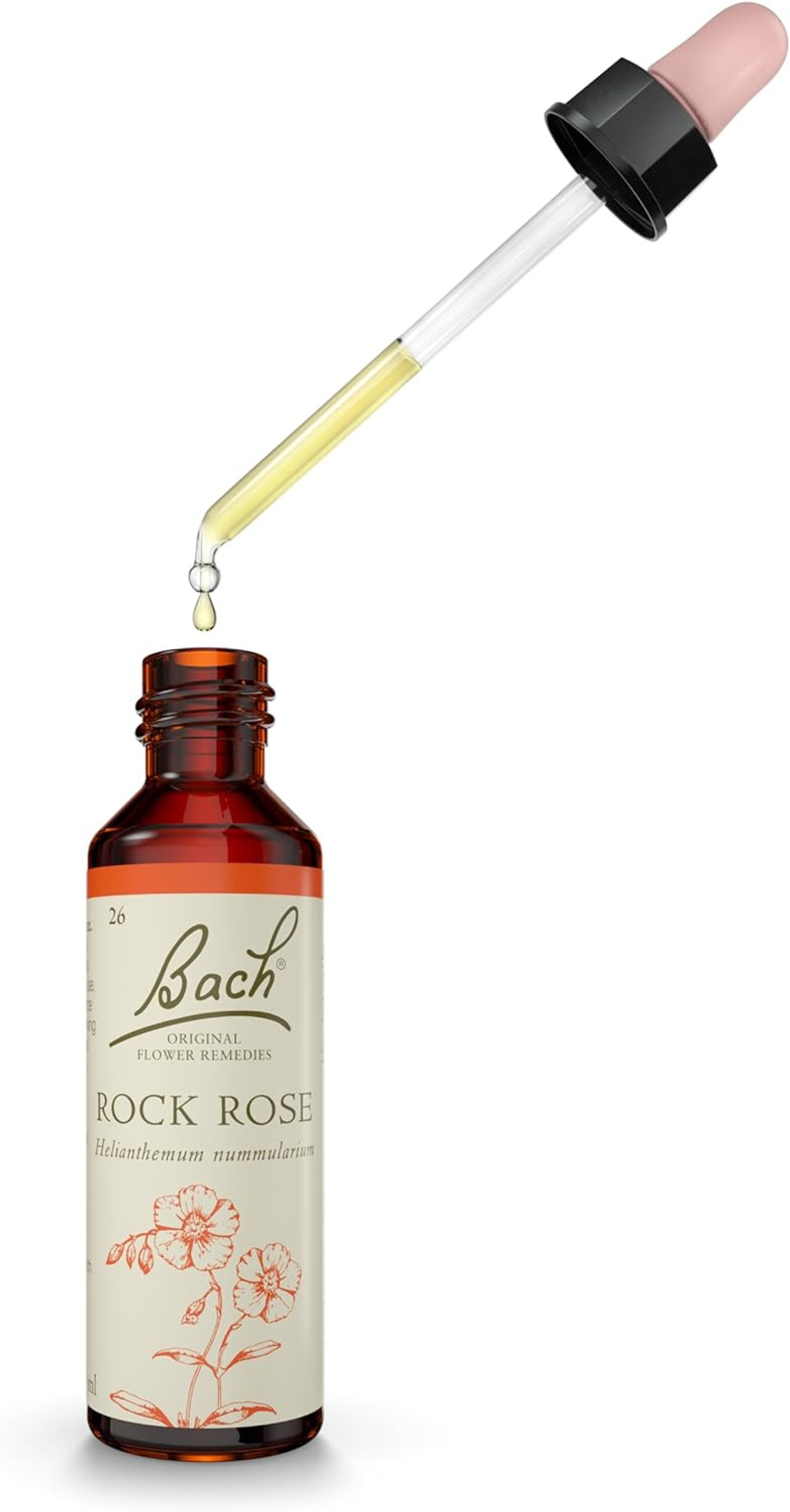 Bach Original Flower Remedies (Rock Rose) Face Your Fears, Be Fearless, Emotional Wellness, Natural Flower Essence, 20ml