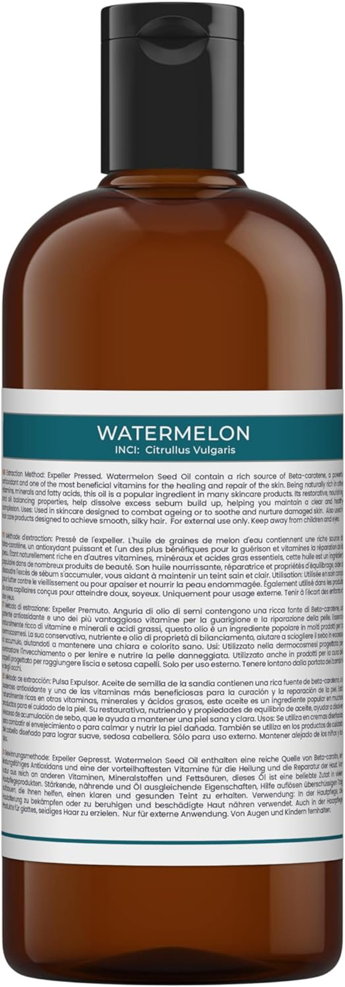 Mystic Moments | Watermelon Carrier Oil 125ml - Pure & Natural Oil Perfect For Hair, Face, Nails, Aromatherapy, Massage and Oil Dilution Vegan GMO Free