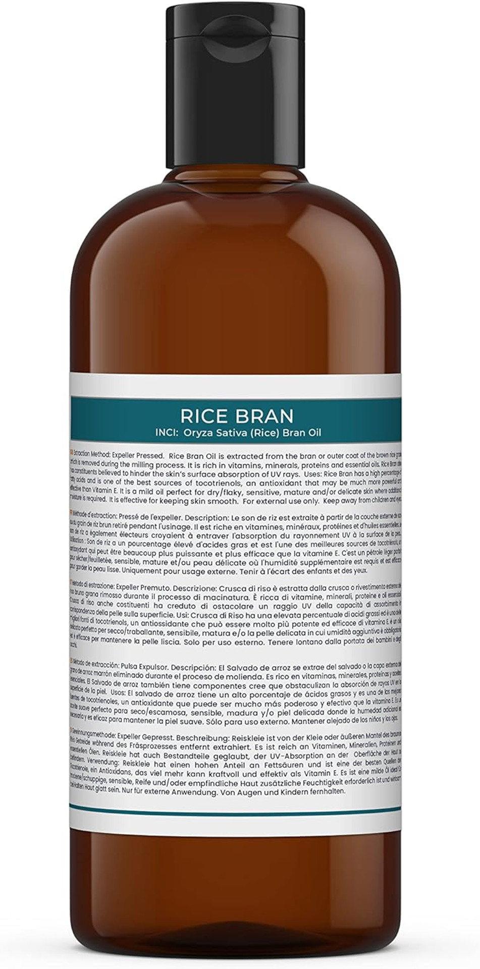 Mystic Moments | Rice Bran Carrier Oil 250ml - Pure & Natural Oil Perfect For Hair, Face, Nails, Aromatherapy, Massage and Oil Dilution Vegan GMO Free