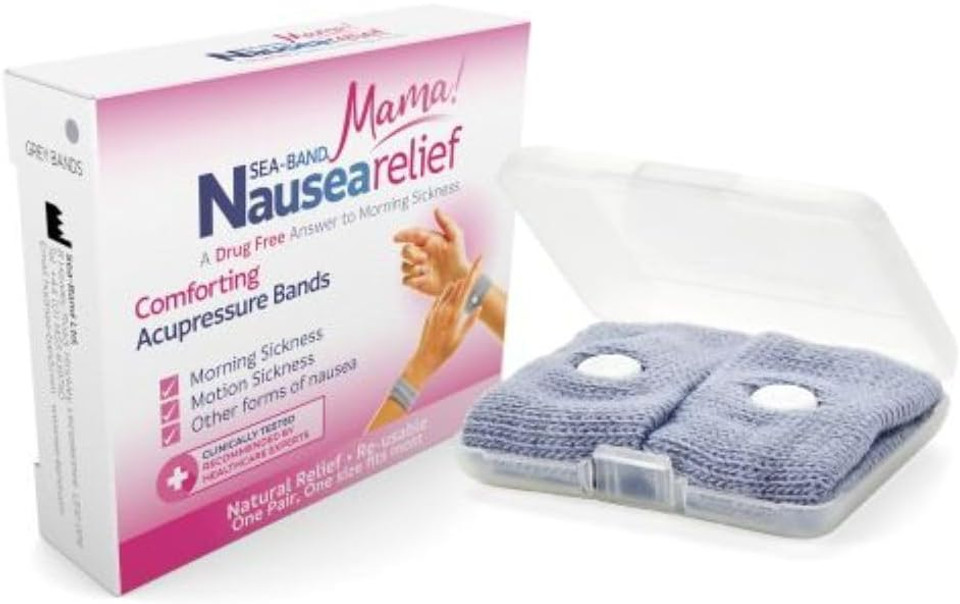 Sea-Band Mama! Travel & Motion Sickness, Nausea and Morning Sickness Relief Acupressure Wristbands (Grey), 1 Pair Sea-Band Mama! Travel & Motion Sickness, Nausea and Morning Sickness Relief Acupressure Wristbands (Grey), 1 Pair