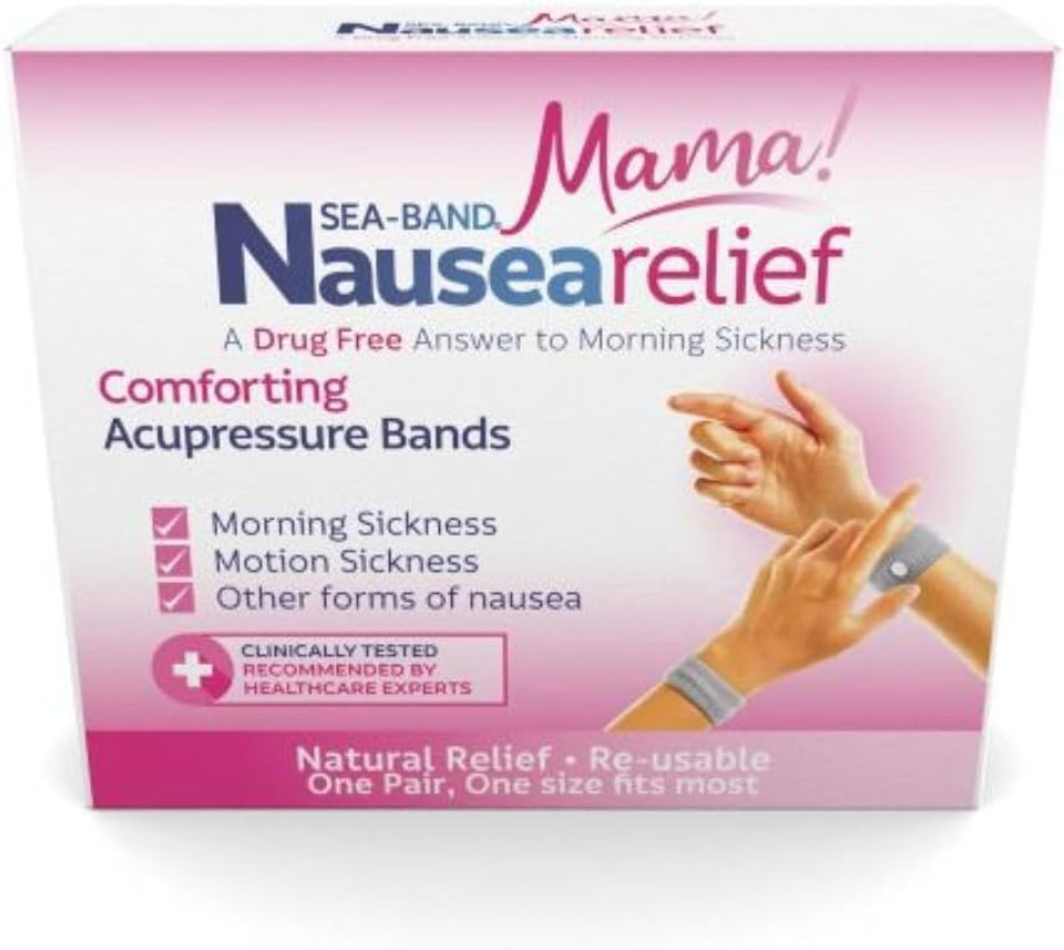 Sea-Band Mama! Travel & Motion Sickness, Nausea and Morning Sickness Relief Acupressure Wristbands (Grey), 1 Pair Sea-Band Mama! Travel & Motion Sickness, Nausea and Morning Sickness Relief Acupressure Wristbands (Grey), 1 Pair