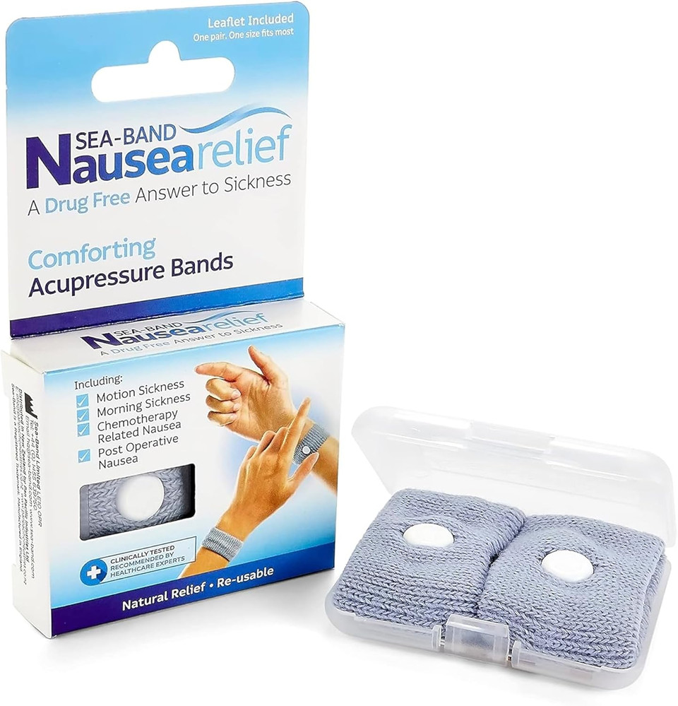 Sea-Band Travel & Motion Sickness and Nausea Relief Acupressure Wristband - Adult (Pink), 1 Pair