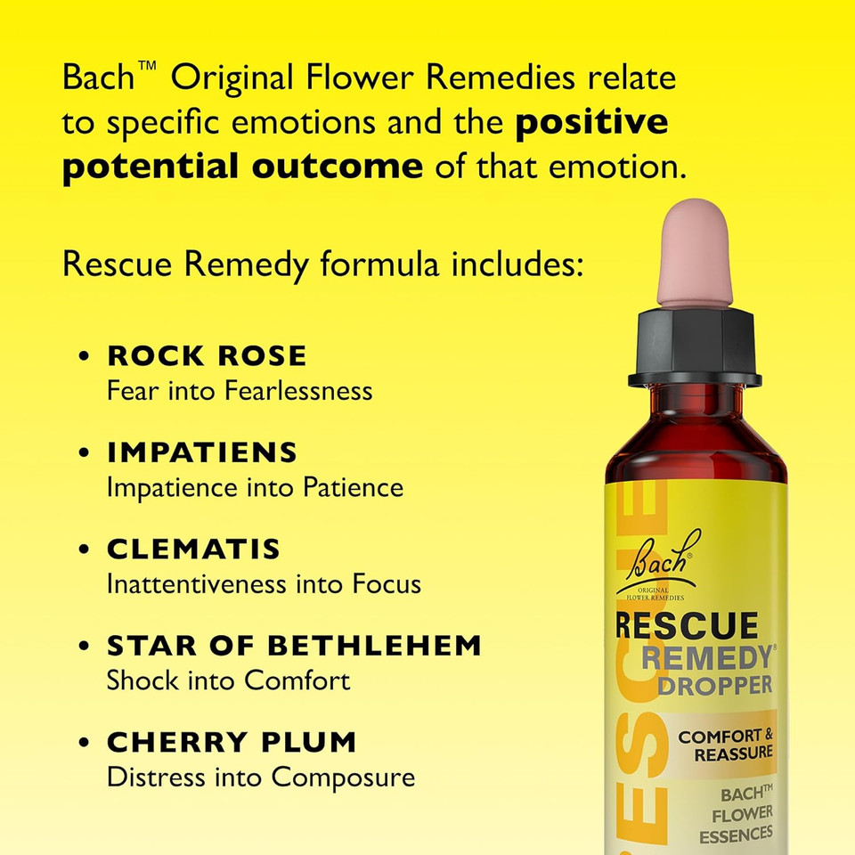 Rescue Remedy Comfort & Reassure Dropper (20ml) Promotes Calm, Support in Times of Emotional Demand, Natural Emotional Wellness, Flower Essences, Support in a Stress Full Moment