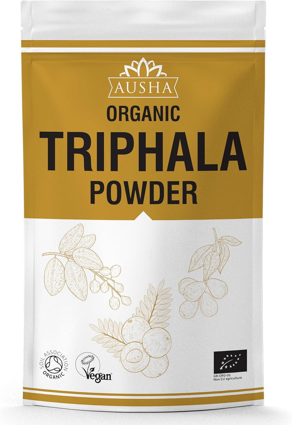 Ausha Organic TRIPHALA Powder - 100 Grams - Gut Health, Constipation Relief, Cleansing, Vitamin C, Digestion l Certified Organic by Soil Association