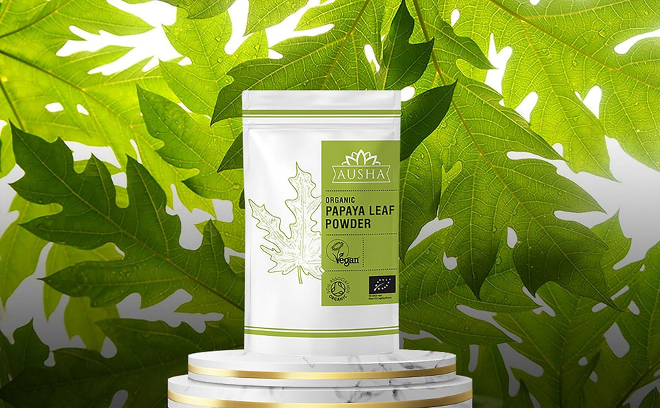 Ausha Organic Papaya Leaf Powder 100gm | UK Certified Organic by Soil Association