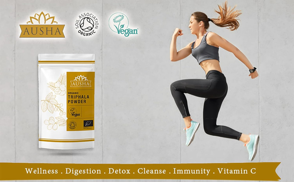 Ausha Organic TRIPHALA Powder - 250 Grams - UK Certified Organic by Soil Association - Gut Health, Constipation Relief, Digestion