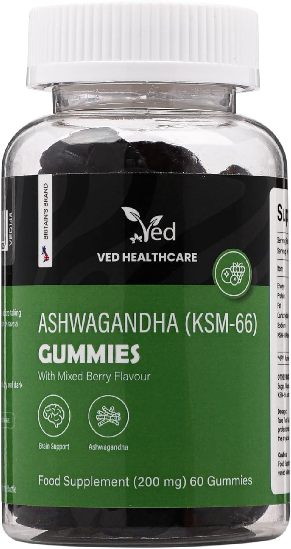 Ved Ashwagandha (KSM-66) Gummies; ASG Chews Mixed Berry Flavour with Mother Culture, Vegan Health Supplement for Men and Women- 60 Chews 30 Days Supply Ved Ashwagandha (KSM-66) Gummies; ASG Chews Mixed Berry Flavour with Mother Culture, Vegan Health Supplement for Men and Women- 60 Chews 30 Days Supply