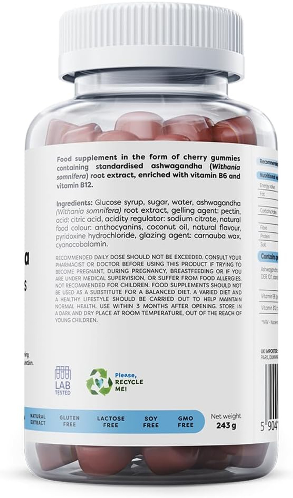 Osavi Ashwagandha 375 mg | Stress & Energy Balance | Cherry-Flavored Gummies with Ashwagandha, B6 & B12 for Relaxation, Mental Wellbeing & Fatigue Relief | 60 Vegan Gummies
