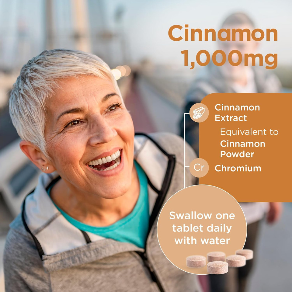 Healthspan Cinnamon 1,000mg (120 Tablets) | Supports Metabolism | Added Chromium to Maintain Blood Sugar Levels | Inspired by Ayurvedic Culture & Chinese Herbal Medicines | Vegan
