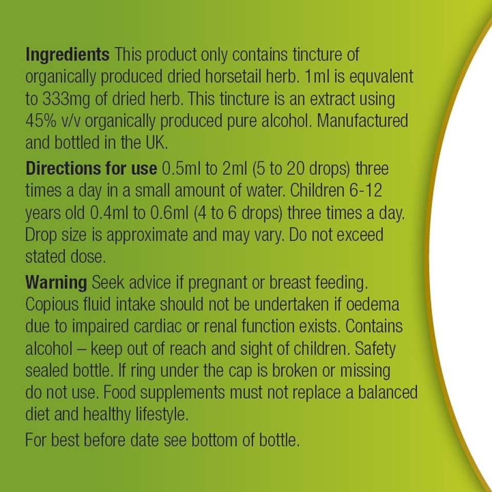 Organic Herbal Remedies 100ml Horsetail Tincture