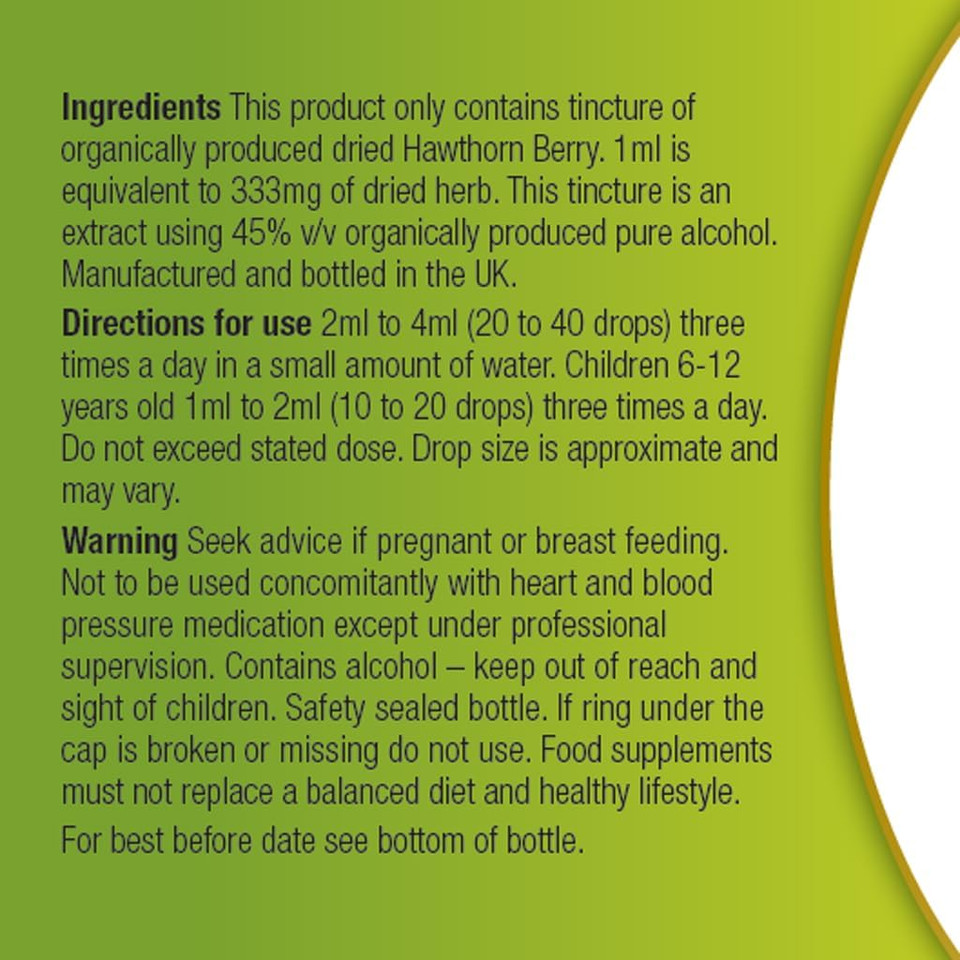 Organic Herbal Remedies Hawthorn Tincture, 100 ml