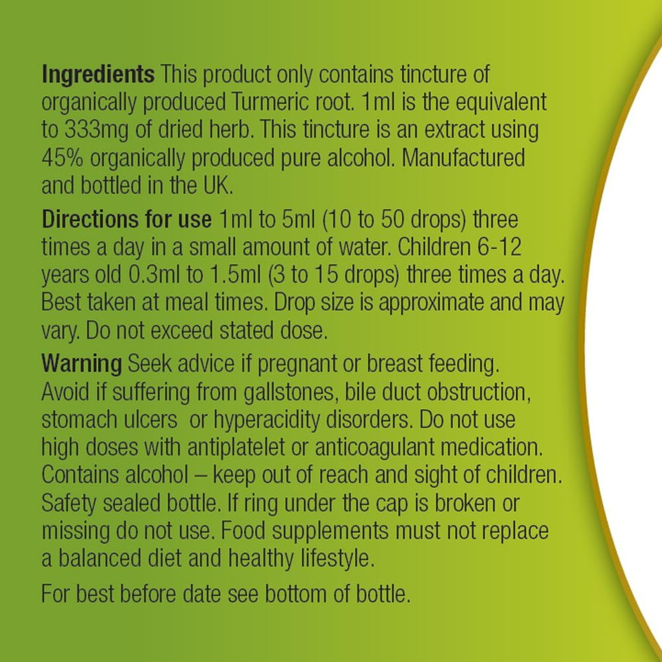 Organic Herbal Remedies 100 ml Turmeric Tincture