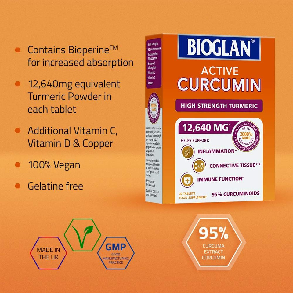 Bioglan Active Curcumin | Turmeric Extract | 1 Month Supply | 30 Tablets Bioglan Active Curcumin | Turmeric Extract | 1 Month Supply | 30 Tablets
