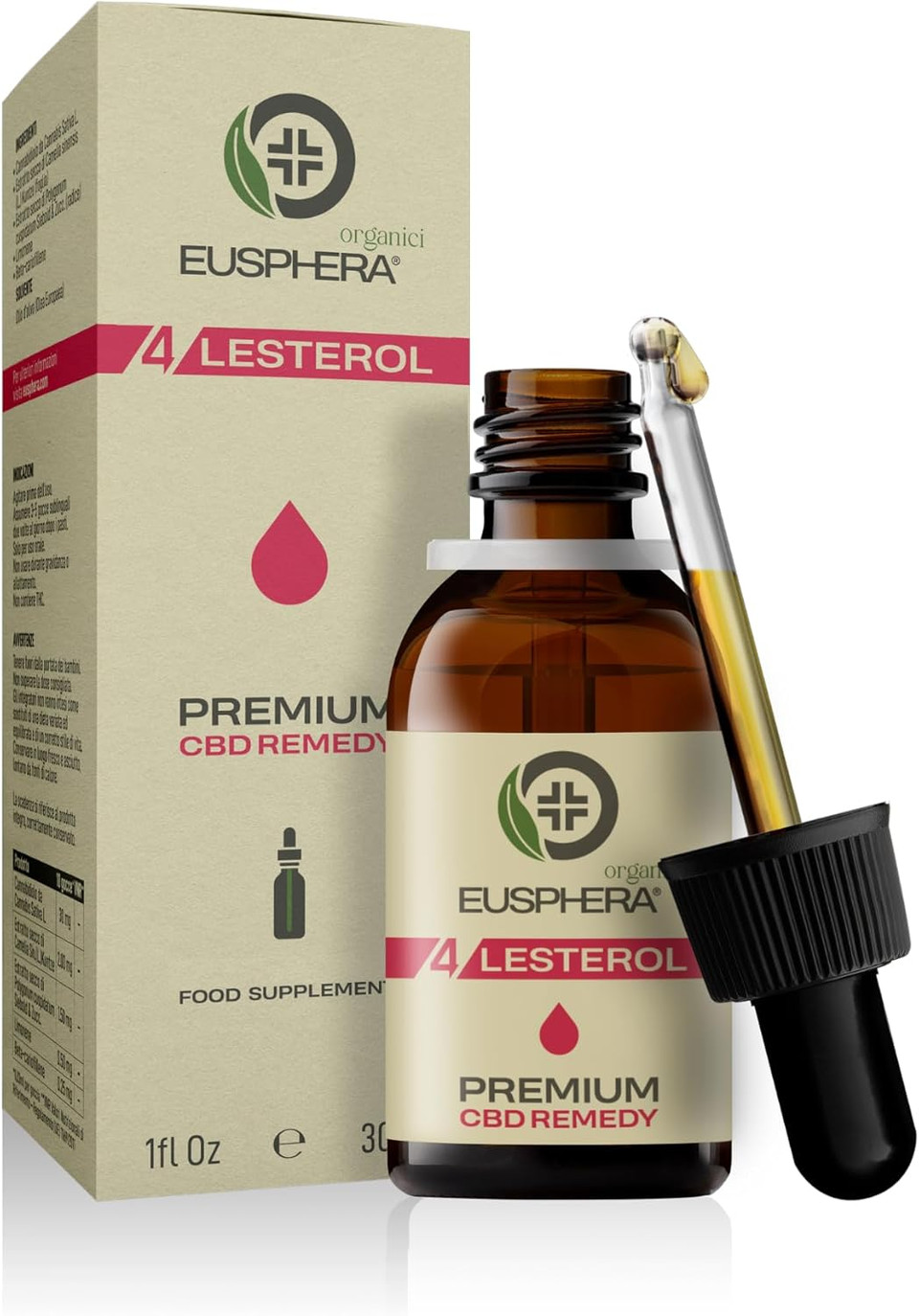 EUSPHERA - 4LESTEROL - Food Supplement Based on CBD and Green Tea limonene beta-caryophyllene - Excellent Support for The Well-Being - Natural Ingredients - 30 ml