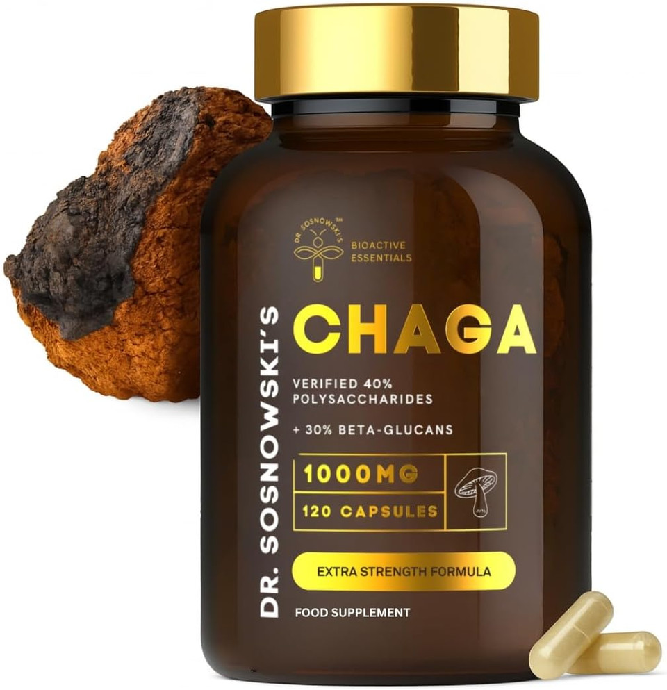 Dr Sosnowski's BioActive Chaga Mushroom Capsules | 1000mg High Strength Chaga Extract for Daily Support (120 Capsules) Dr Sosnowski's BioActive Chaga Mushroom Capsules | 1000mg High Strength Chaga Extract for Daily Support (120 Capsules)