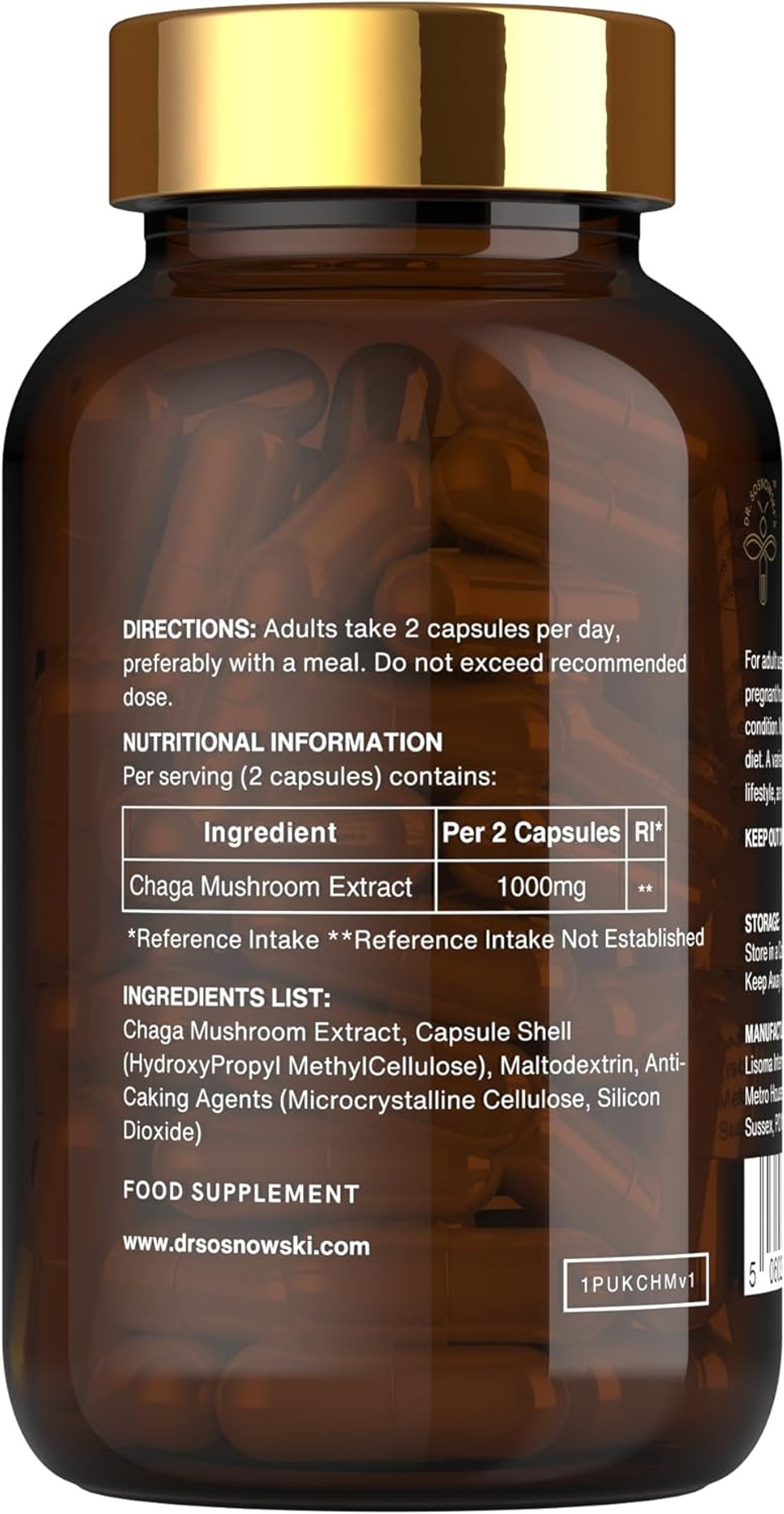 Dr Sosnowski's BioActive Chaga Mushroom Capsules | 1000mg High Strength Chaga Extract for Daily Support (120 Capsules) Dr Sosnowski's BioActive Chaga Mushroom Capsules | 1000mg High Strength Chaga Extract for Daily Support (120 Capsules)