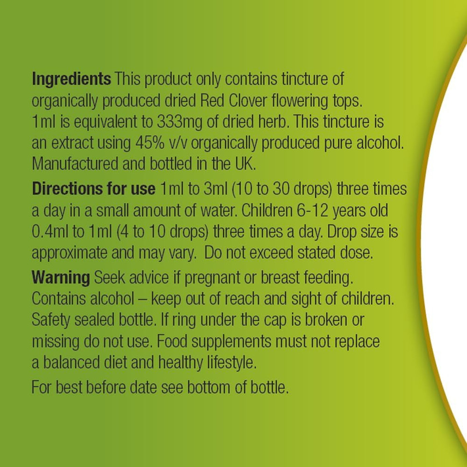 Organic Herbal Remedies Red Clover Tincture, 100 ml