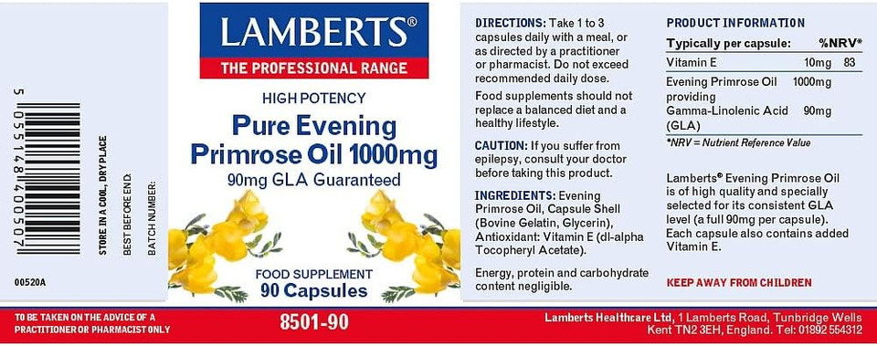 Lamberts Pure Evening Primrose Oil 1000mg 90 Capsules