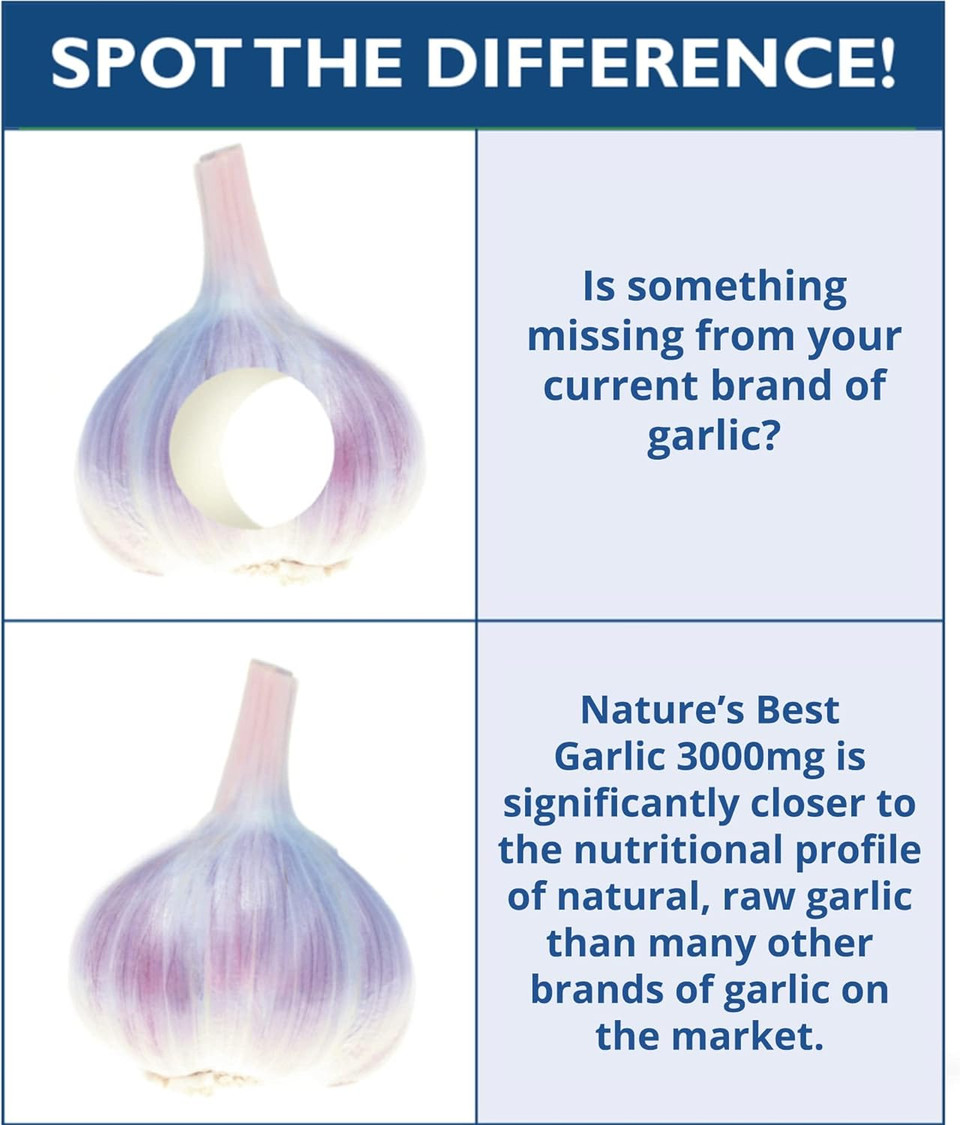 Garlic Tablets 3000mg - High Strength & Rich in Allicin  180 Tablets 6 month's Supply - Taste & Odour Controlled - UK Made  Equivalent to 3000mg of Fresh Garlic