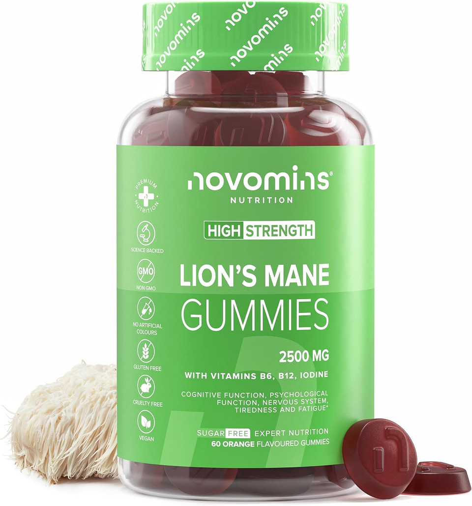 Lions Mane Supplement Gummies - Added Vitamin B6, B12 for Mental Performance - High-Strength Alternative to Lions Mane Powder - Lion's Mane Mushroom Gummies - Lions Mane Gummies for Adults - Novomins Lions Mane Supplement Gummies - Added Vitamin B6, B12 for Mental Performance - High-Strength Alternative to Lions Mane Powder - Lion's Mane Mushroom Gummies - Lions Mane Gummies for Adults - Novomins