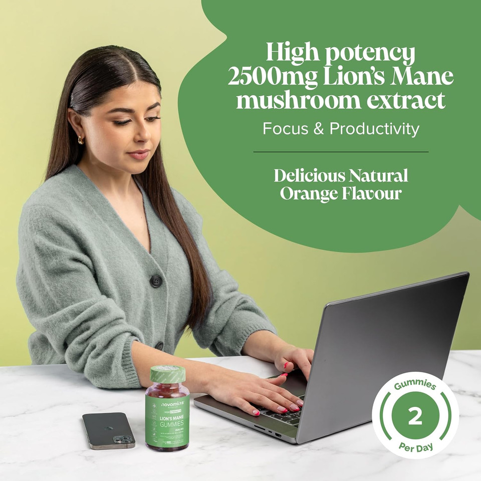 Lions Mane Supplement Gummies - Added Vitamin B6, B12 for Mental Performance - High-Strength Alternative to Lions Mane Powder - Lion's Mane Mushroom Gummies - Lions Mane Gummies for Adults - Novomins Lions Mane Supplement Gummies - Added Vitamin B6, B12 for Mental Performance - High-Strength Alternative to Lions Mane Powder - Lion's Mane Mushroom Gummies - Lions Mane Gummies for Adults - Novomins