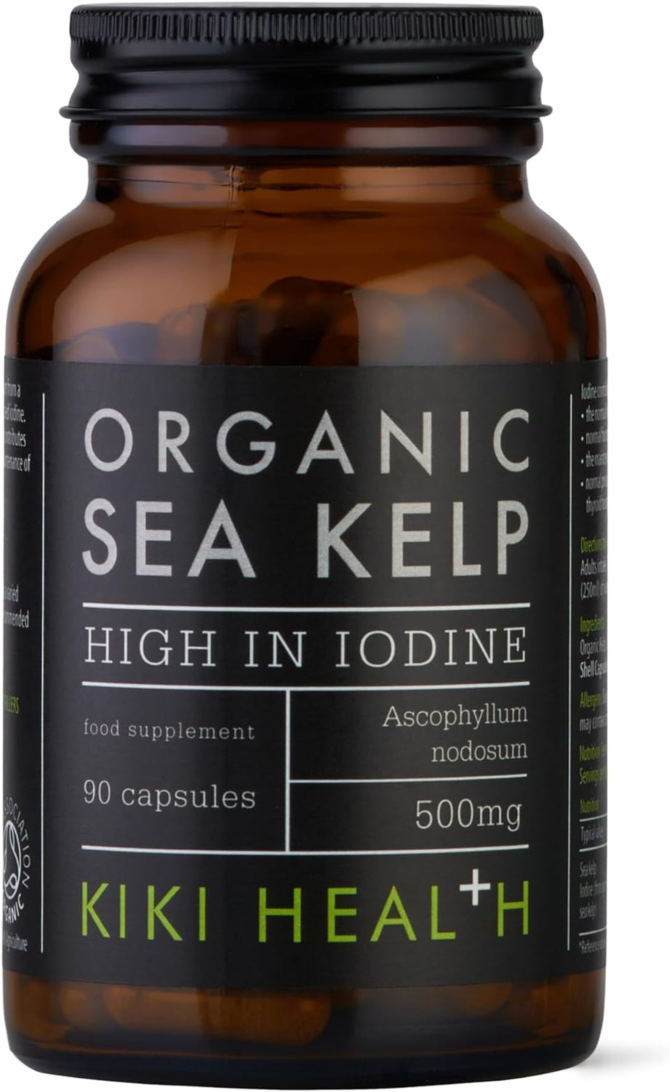 KIKI Health Organic Sea Kelp Iodine Supplement | Thyroid Support Natural Antioxidants | Immunity & Metabolism | Gluten- & GMO-Free, 90 Capsules, 500mg